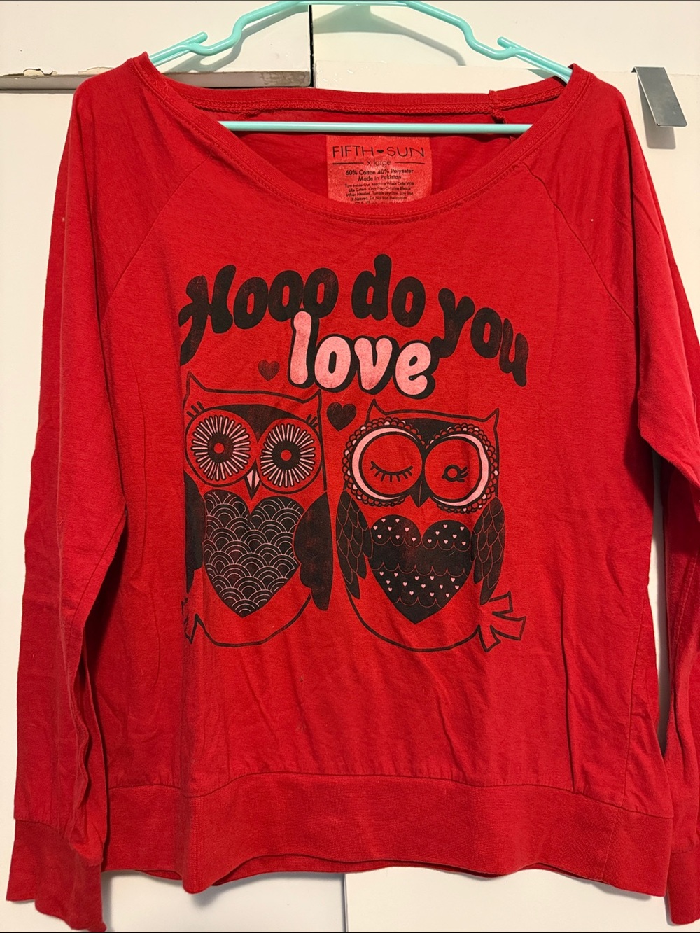 Fifth Sun Red Long-Sleeve Kids Tee with Owl 'Hood Do You Love' Graphic